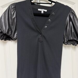 10 Crosby Derek Lam Black Puff Sleeve Blouse